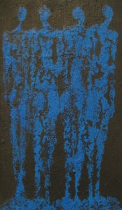 "Blue bodies" 25x38cm, Technique mixed on cardboard, 2009 (Alfredo Laporta)