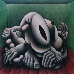 "La caja de Pandora" 80x80cm, Oil on canvas, 2002 (Alfredo Laporta)
